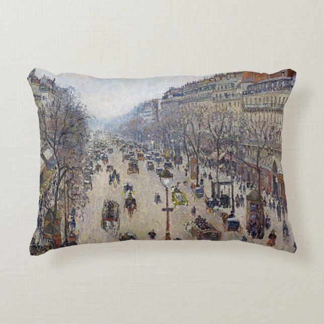 Almofada Decorativa Camille Pissarro - Boulevard Montmartre, manhã (Frente)