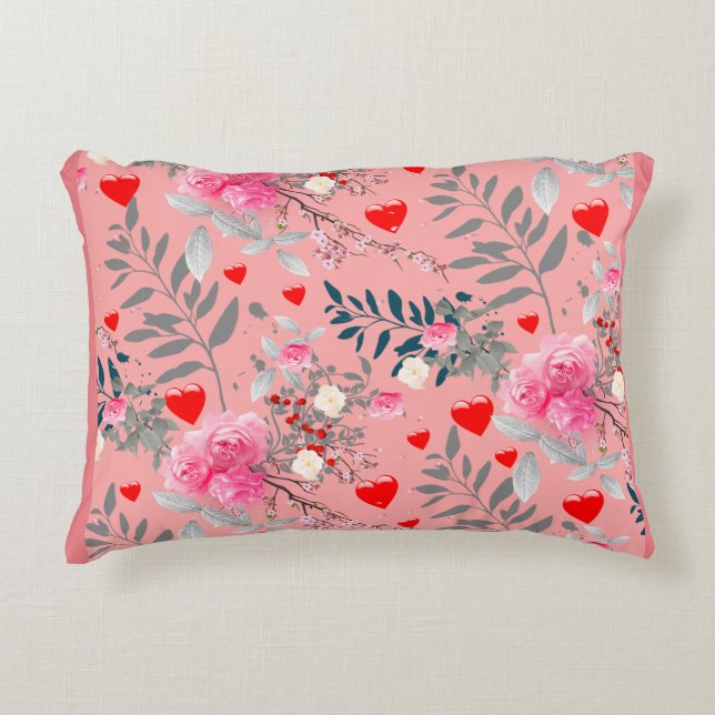 Almofada Decorativa Campo de flores rosa (Frente)