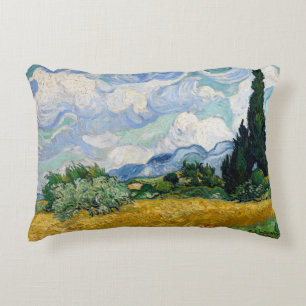 Almofada Decorativa Campo de trigo com os ciprestes por Vincent van