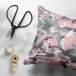 Almofada Decorativa Camuflagem rosa e Cinza, Militar, Exército