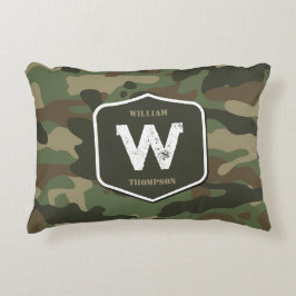 Almofada Decorativa Camuflagem Verde Padrão Exército Monograma  
