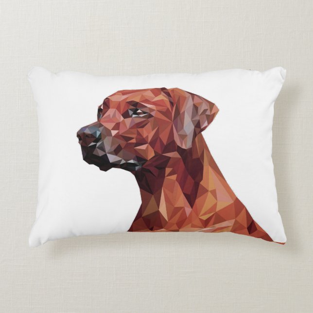 Almofada Decorativa Cão Geométrico Marrom (Frente)