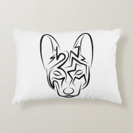 Almofada Decorativa Cão Negro e Tribal Branco