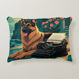 Almofada Decorativa Cão Pastor Alemão com um cavalheiro vintage
