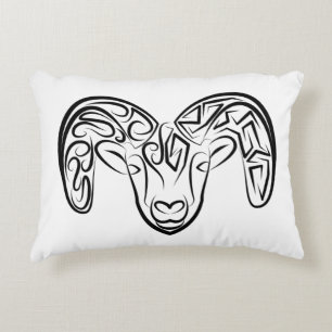 Almofada Decorativa Capim/ovelha, tribal, preto e branco
