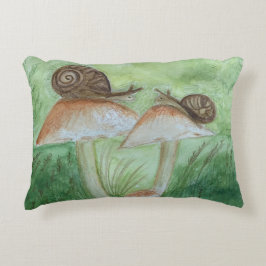 Almofada Decorativa Caracóis em Cogumelos, Travesseiro de Renda com Fu