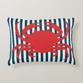 Almofada Decorativa Caranguejo vermelho em listras náuticas