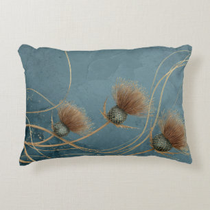 Almofada Decorativa Cardo Dourado Azul Turquesa Textura Elegância