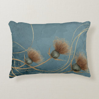 Almofada Decorativa Cardo Dourado Azul Turquesa Textura Elegância