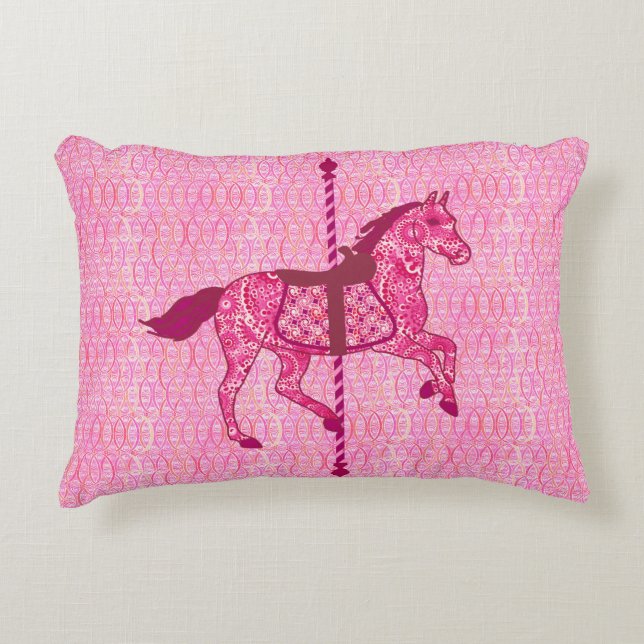 Almofada Decorativa Carrossel Horse - Rosa Fuchsia (Frente)