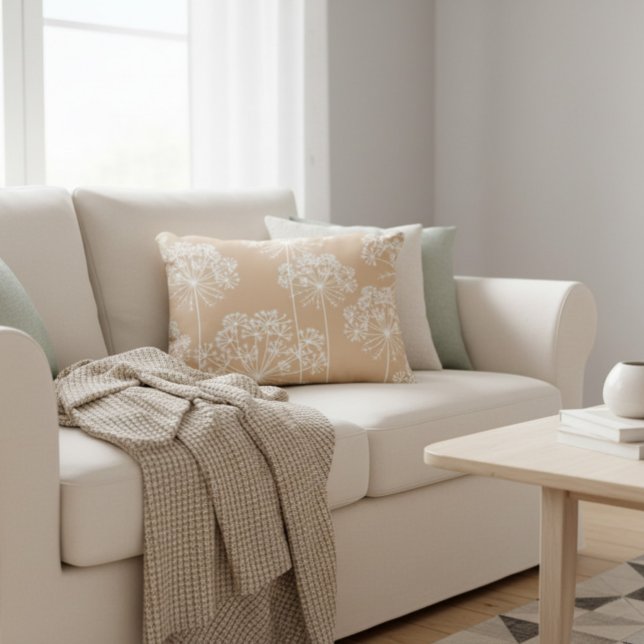 Almofada Decorativa Carrot Flower Silhouette Soft Beige Throw Pillow (Criador carregado)