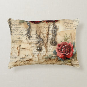 Almofada Decorativa Carta de Amor Floral Antiga Nostálgica