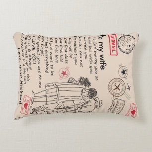 Almofada Decorativa Carta Personalizada Para Minha Esposa, Presente de