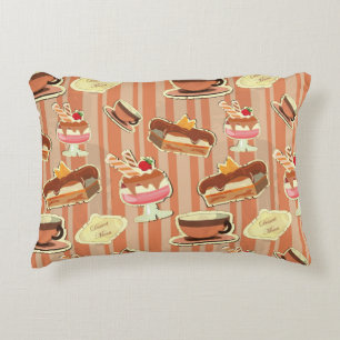 Almofada Decorativa Cartão do vintage com uma sobremesa da morango