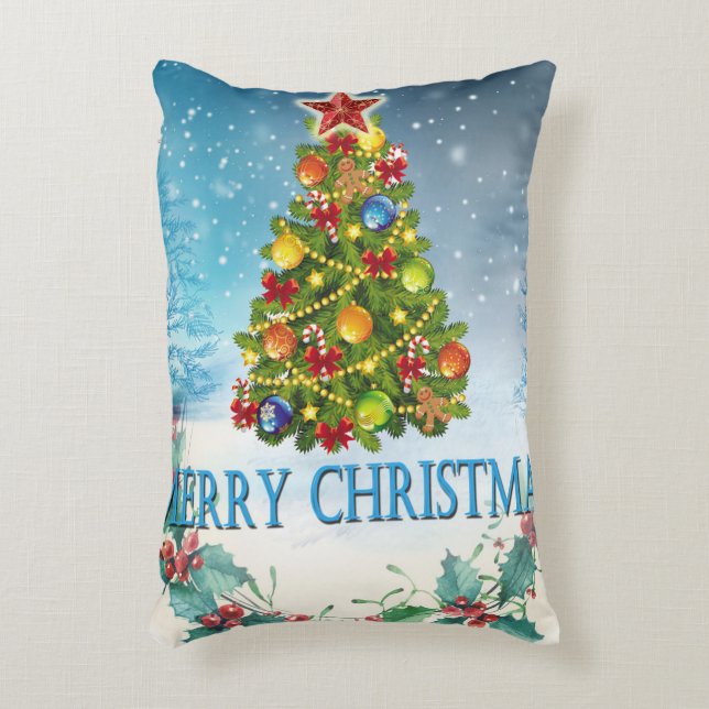 Almofada Decorativa Cartão Feliz de Natal (Frente(Vertical))