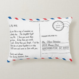 Almofada Decorativa Cartão postal de carta de amor romântico no Dia do