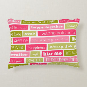 Almofada Decorativa Cartas de Amor Rosa e Verde