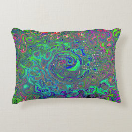 Almofada Decorativa Cartela Trippy Chartreuse e Azul Líquido Retro