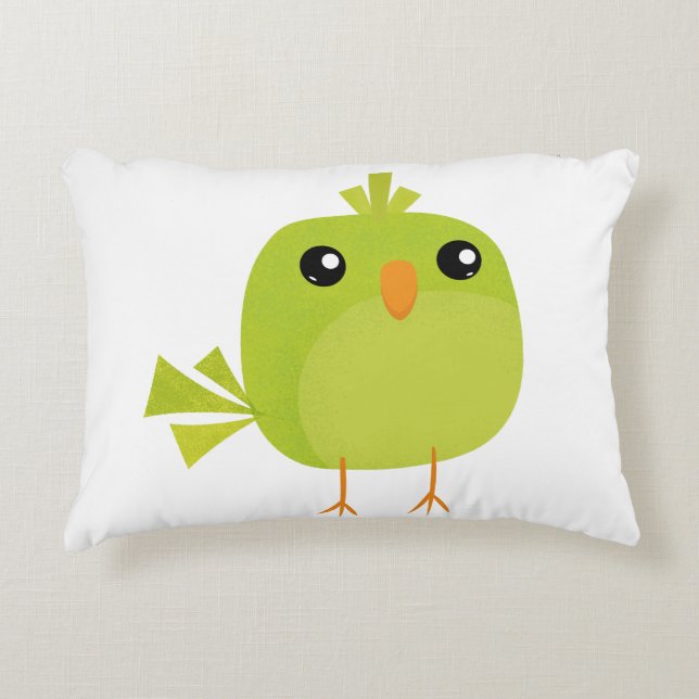 Almofada Decorativa Cartoon de Pássaro Verde (Frente)