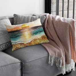 Almofada Decorativa Casa de férias personalizada do pôr do sol costeir