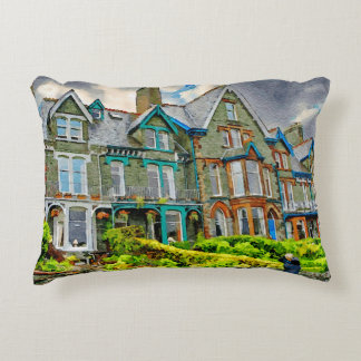 Almofada Decorativa Casa vitoriana em Keswick pintada em aquarela