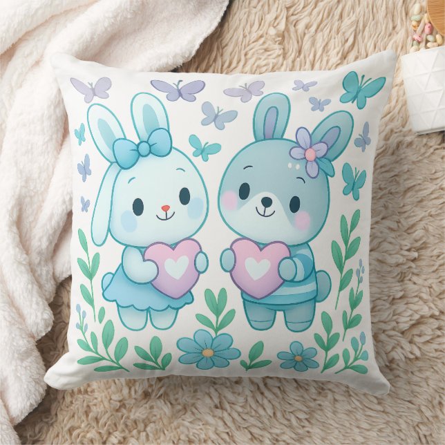 Almofada Decorativa Casal de Coelhos Caprichosos (Cobertor)