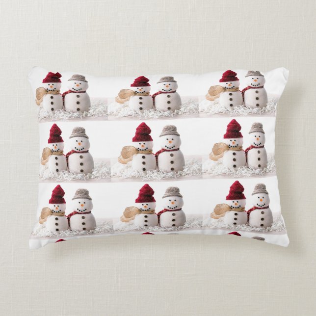 ALMOFADA DECORATIVA "CASAL SR E SRA BONECOS DE NEVE" NATAL (Frente)