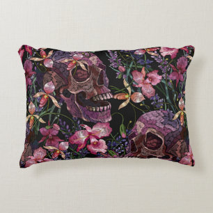 Almofada Decorativa Casca humana bordados e flores cor-de-rosa-orquíd