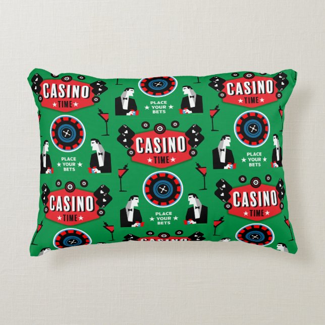 Almofada Decorativa Casino Gambling Poker Roulette (Frente)