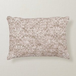 Almofada Decorativa Castanho Branco Ornamentado Redemoinho Antigo Vint