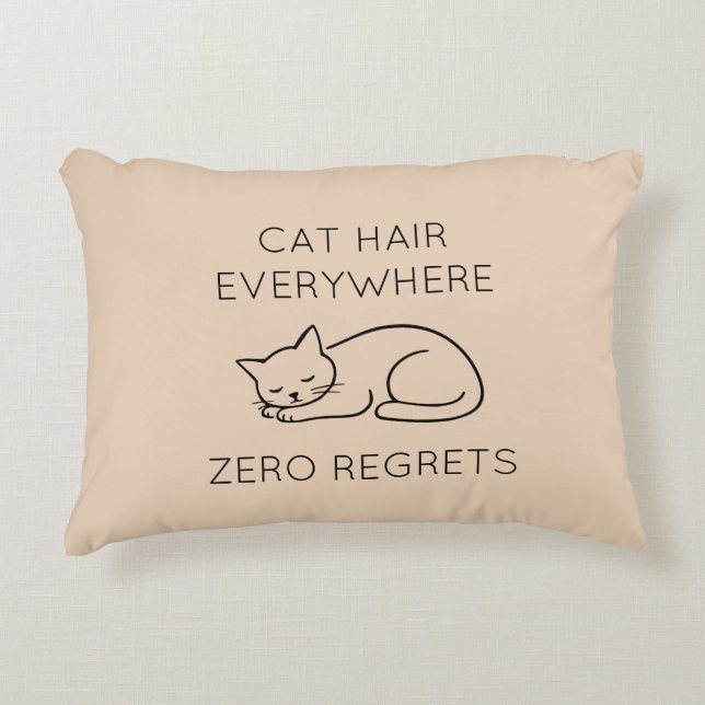 Almofada Decorativa Cat hair everywhere zero regrets (Frente)