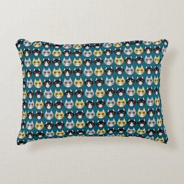 Almofada Decorativa Cat lady teal (Frente)