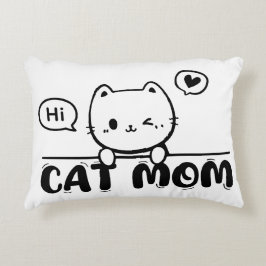 Almofada Decorativa cat mom funny cute black gift lover Accent Pillow