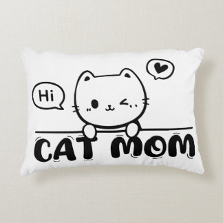 Almofada Decorativa cat mom funny cute black gift lover Accent Pillow