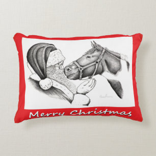 Almofada Decorativa Cavalo de Pintura de Natal e Papais noeis