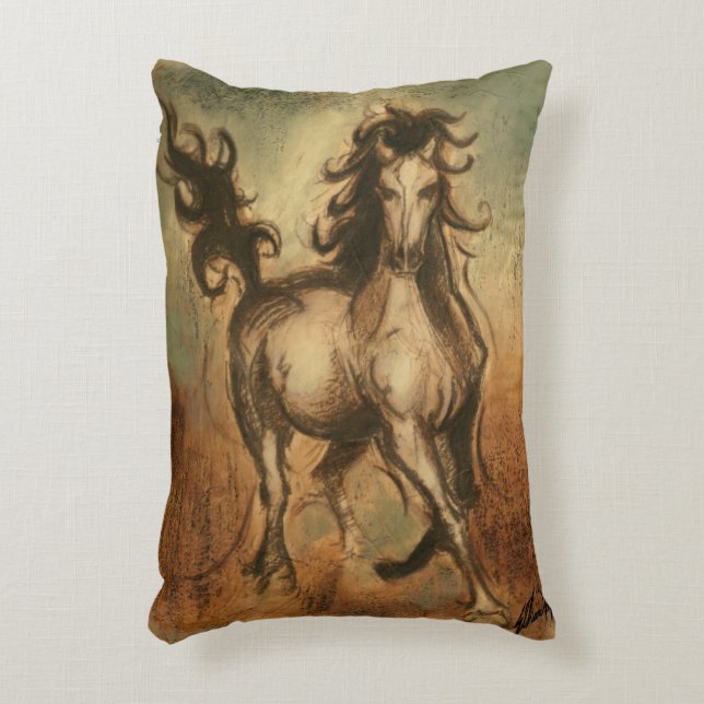 Almofada Decorativa Cavalo selvagem e cores quentes (Frente(Vertical))