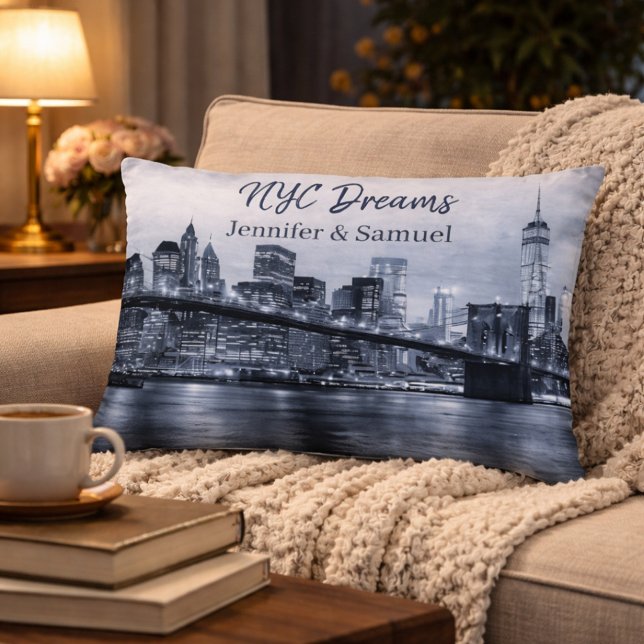 Almofada Decorativa Celebre o Amor NYC Skyline  (Criador carregado)