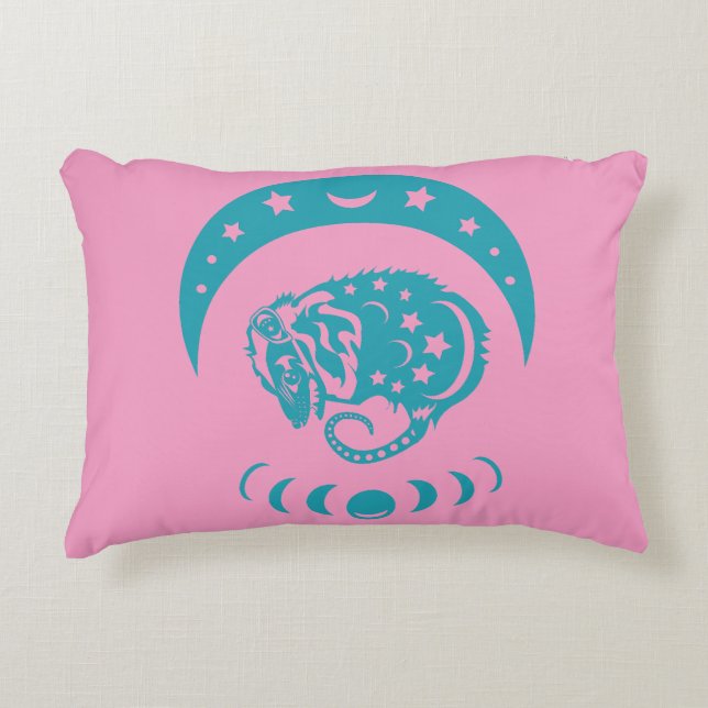 Almofada Decorativa Celestial Crecente Lua Possum Whimsical Nature (Frente)
