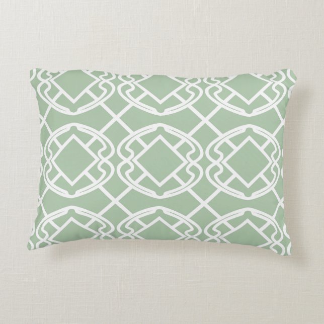 Almofada Decorativa Cello Verde sage claro Design Treliça (Verso)