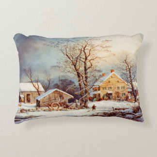 Almofada Decorativa Cena de Natal do Natal do Vintage Country Winter H