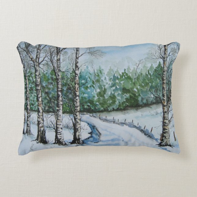 Almofada Decorativa Cena de Neve de Inverno (Frente)