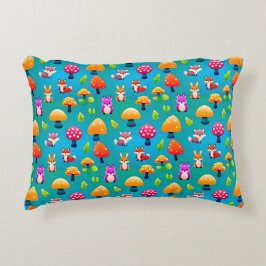 Almofada Decorativa Cena Florestal Divertida Com Animais Fofos