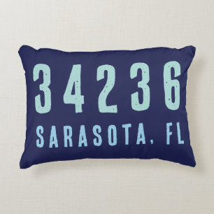 Almofada Decorativa CEP Personalizado, Cidade, Estado Azul Marinho