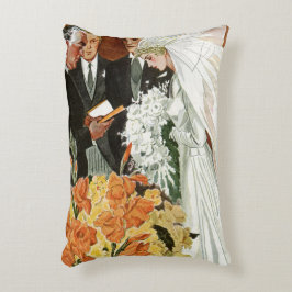 Almofada Decorativa Cerimônia de Casamento Antigo com Noiva e Noivo