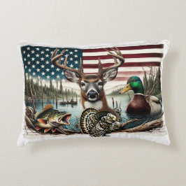 Almofada Decorativa Cervo e Campo Americano
