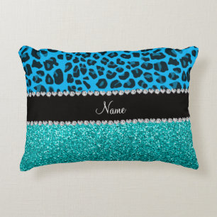 Almofada Decorativa Céu azul turquesa-leopardo-azul