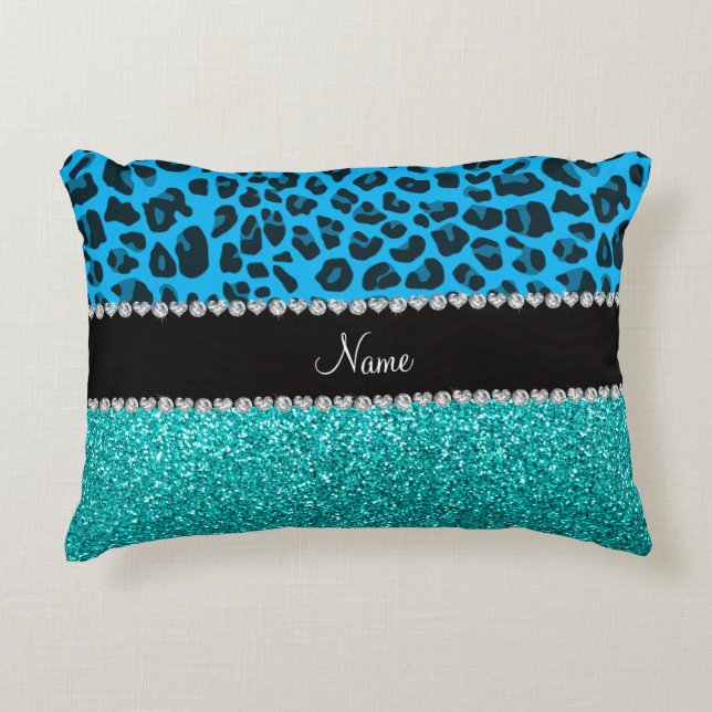 Almofada Decorativa Céu azul turquesa-leopardo-azul (Frente)