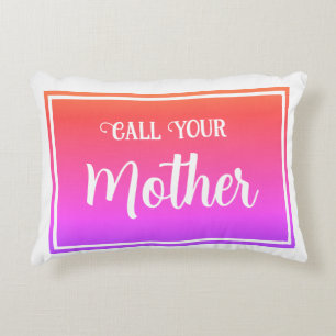 Almofada Decorativa Chame Sua Mãe! Roxo, Rosa, Laranja, Branco
