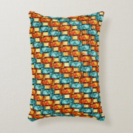 Almofada Decorativa Chapas retangulares cianas laranja esculpidas e ma
