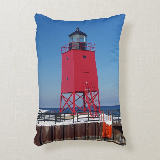 Almofada Decorativa Charlevoix Pierhead Light travesseiro (Frente(Vertical))